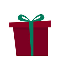 Christmas or New Year Family Party Gift Box Icon Isolated on White