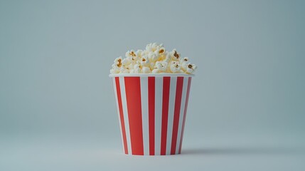 Classic Red and White Popcorn Bucket with Popcorn