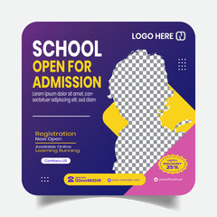 School Open Social Media Post Design Web Banner