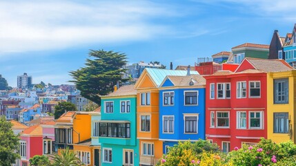 Fototapeta premium Colorful Houses in a Vibrant Cityscape