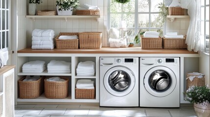 Bright and Modern Laundry Room with Fresh Towels