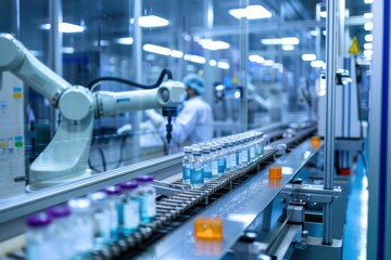 Fototapeta premium Robotic Automation in Pharmaceutical Manufacturing for Vaccine Production and Quality Control