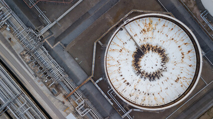 Aerial view oil and gas refinery depot industrial facility storage tank petrochemical, Crude oil...