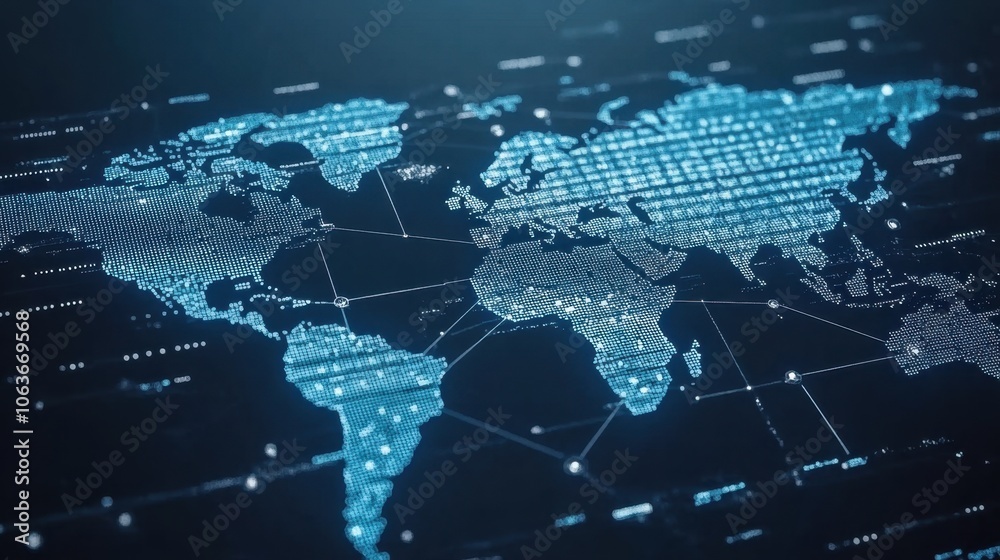 Poster digital map of global connectivity and data flow