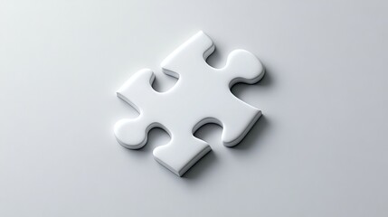 Obraz premium White Puzzle Piece: Minimalist design of a single, isolated white puzzle piece. Clean lines and subtle shadowing create a sense of simplicity and focus. Perfect for presentations on solutions.