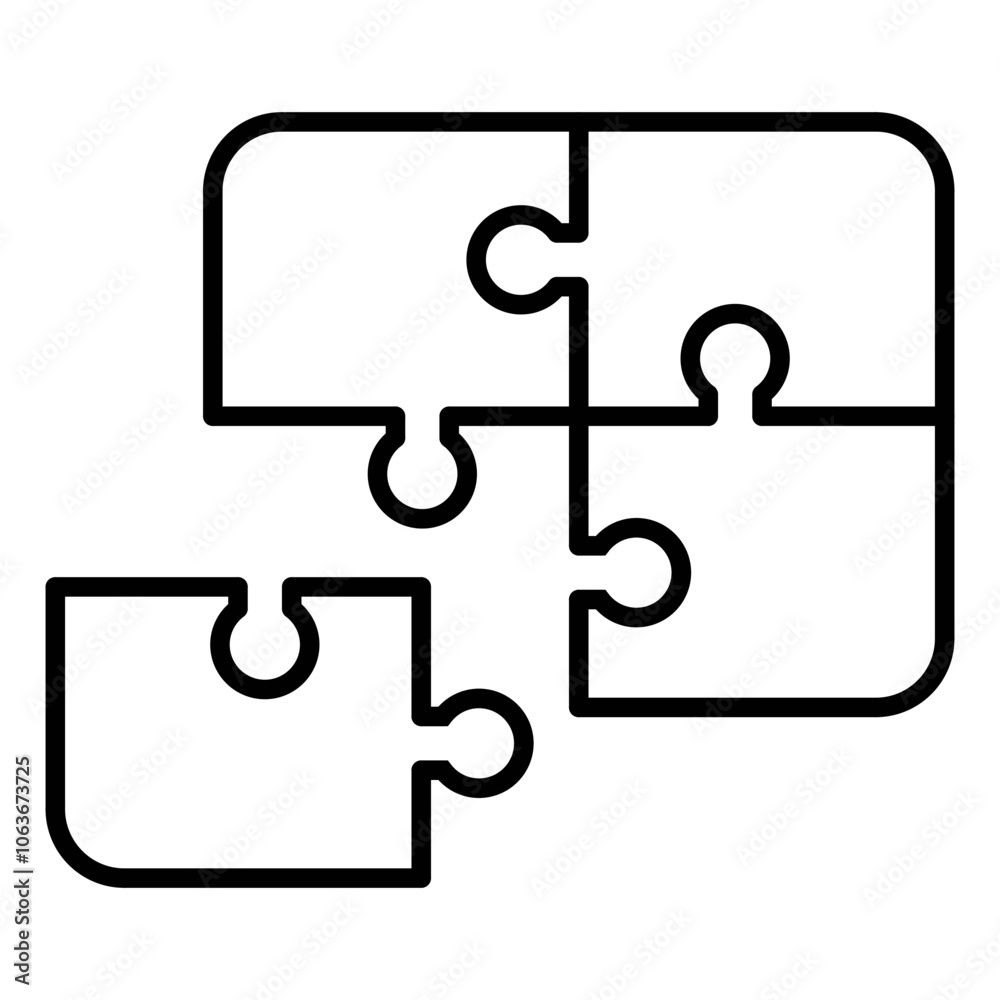 Poster  jigsaw puzzle icon, outline vector illustration