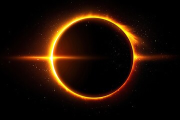 stunning solar eclipse with bright golden corona and darkened sky
