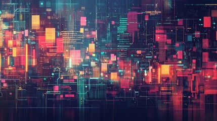 Obraz premium Abstract digital art with neon colors.