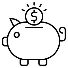 piggy bank  icon, outline vector illustration