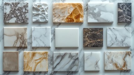 marble sections in various shapes and textures