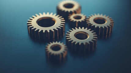 Set of Gears Moving Smoothly Together