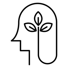   Green think icon, outline vector illustration