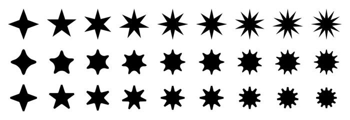Different star shapes and design badges