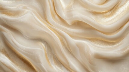 Fototapeta premium Abstract background featuring soft fabric in waves, with marble texture and gold glitter.
