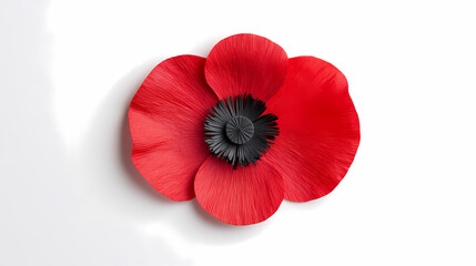 Vibrant red poppy flower with textured petals and soft edges, showcasing beauty and elegance