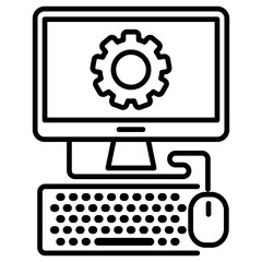 IT engineering icon, outline vector illustration