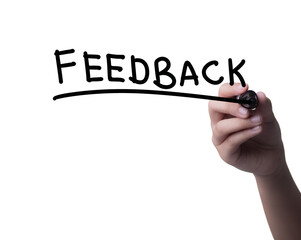 Hand writing FEEDBACK with marker, concept background