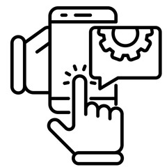 Mobile engineering icon, outline vector illustration