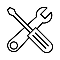 Tools icon, outline vector illustration