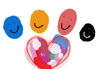 Cartolina Postcard Inclusione Inclusion Illustration Handmade 