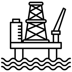Oil Platform icon, outline vector illustration