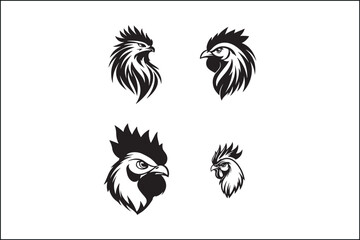 Obraz premium Cock Silhouette Vector | Rooster SVG | Farm Animal Clipart PNGRooster Vector SVG | Cock Outline Silhouette | Barnyard ClipartRooster Head Silhouette | Cock SVG | Poultry Farm ClipartFarm Animal 