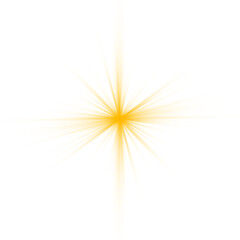 Golden sparks, sun rays, lens flare, yellow star