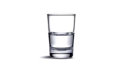 Half-Full Glass: A minimalist image of a half-filled short glass showcasing transparency and simplicity. Perfect for concepts of balance, moderation, or potential.