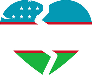 Broken Heart Icon of Uzbekistan Flag