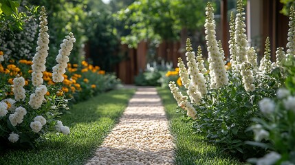 Obraz premium Graceful white flower gardens shown in serene lovely picture scenes