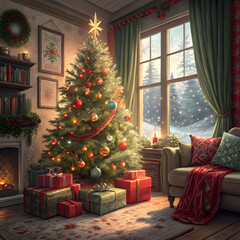 Christmas background, Christmas gift, Christmas decoration, Generative AI