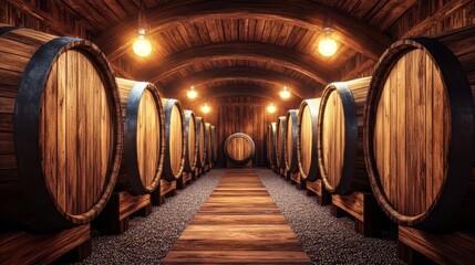 The Wooden Barrels in Cellar