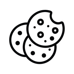 Simple illustration of chocolate chip cookies, symbolizing baked goods, dessert, and sweet treats, ideal for holiday and snack themes.