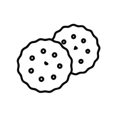 Simple illustration of chocolate chip cookies, symbolizing baked goods, dessert, and sweet treats, ideal for holiday and snack themes.