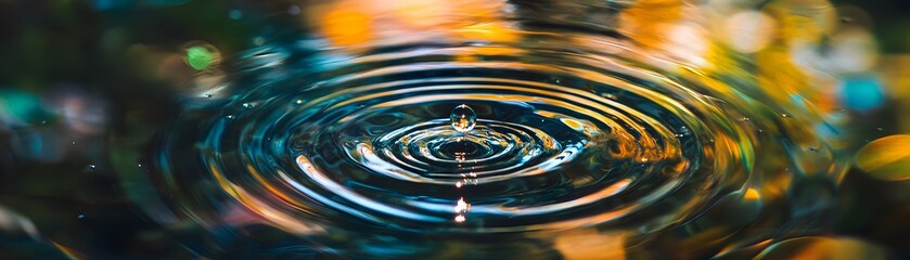 Water Droplet Ripples with Colorful Reflections