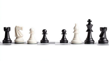 Chess Game Setup: Classic chess pieces arranged on a board, ready for the strategic battle.  A timeless image representing strategy, competition, and intellectual challenge.