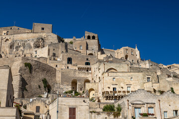 Aerial view of Sassi di Matera at night, UNESCO World Heritage Site, European Capital of Culture for 2019, Basilicata, Italy, Europe