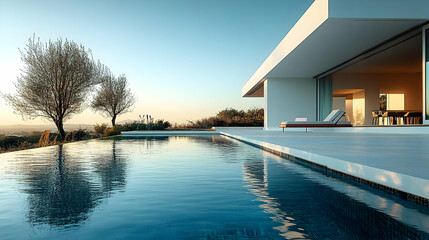 Obraz premium Modern Minimalist Swimming Pool Design with Trees