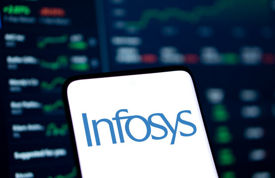 Dhaka, Bangladesh- 04 Nov 2024: Infosys logo is displayed on smartphone.