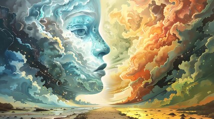 Ethereal Cosmic Storm Cloudscape Bursting with Vibrant Energy and Wonder
