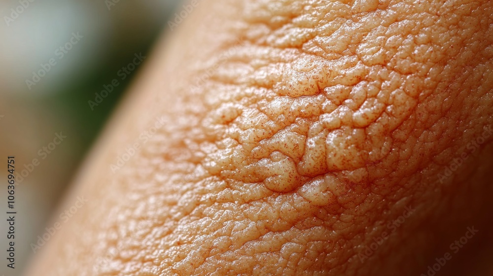 Aufkleber A detailed close-up of skin texture highlights its unique patterns and variations. The image captures the natural lines, pores, and overall complexity of human skin.