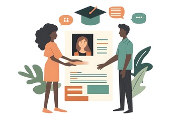 Obraz premium People Shaking Hands in Digital Illustration