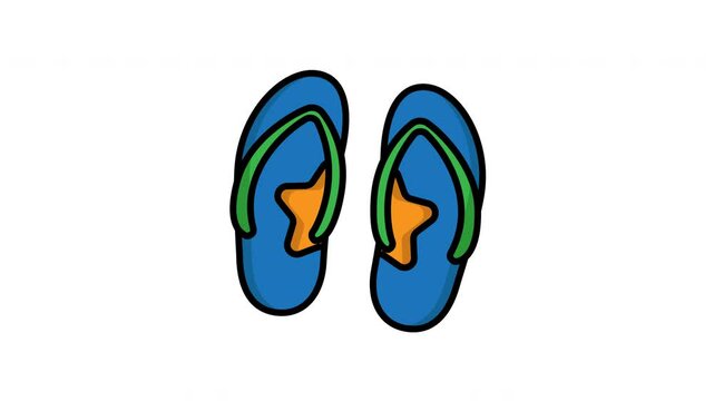 tropical summer holiday icon slippers animation 2d minimalist illustration motion graphic