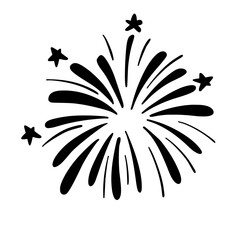 Hand drawn fireworks doodle outline