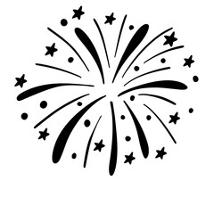 Hand drawn fireworks doodle outline