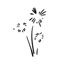 Hand drawn fireworks doodle outline