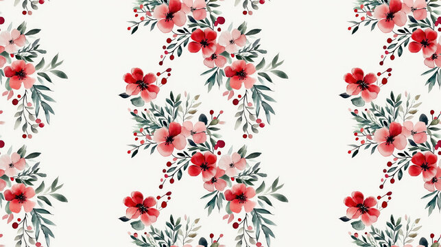 Seamless pattern of abstract vintage floral watercolors in a decorative wreath ideal for wedding invitations and birthday cards seasonal arrangements