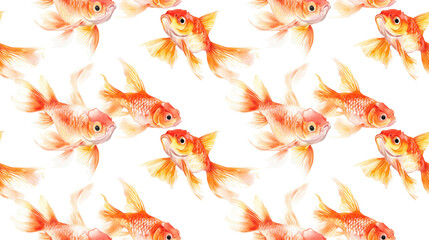Fototapeta premium Seamless watercolor pattern featuring playful goldfish perfect for summer greetings and festive designs