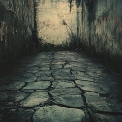 Dark and Moody Abandoned Pathway in Urban Setting