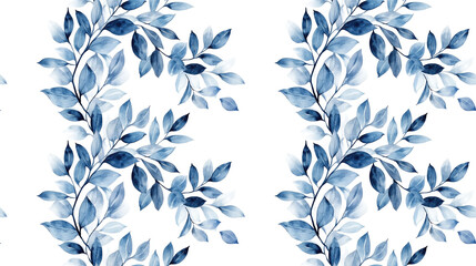 Fototapeta premium Seamless watercolor pattern of elegant wedding wreath featuring delicate blue twigs perfect for invitations and decor